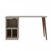 Manhattan Comfort 15PMC6 Hampton 53.54 Home Office Desk with 3 Cubby Spaces and Solid Wood Legs in Off White